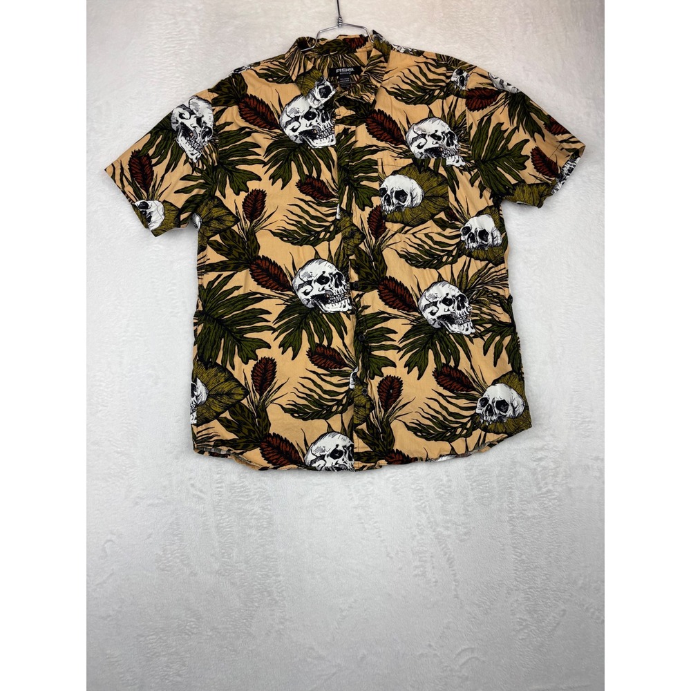 2 For $40 RSQ Mens XL Skull Floral Tropical Palm Print Button Up Shirts